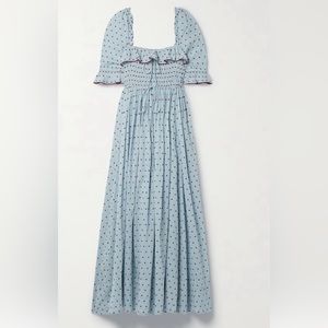 Doen Sol Azure Swiss Dot Dress